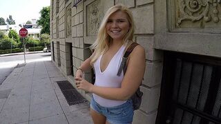 Petite Blonde Melissa May Shows Her Tits And Gets On Her Knees In Public TeamSkeet Full Video
