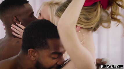 Petite Teen's Tiny Pussy Handle A Thick Black Shaft